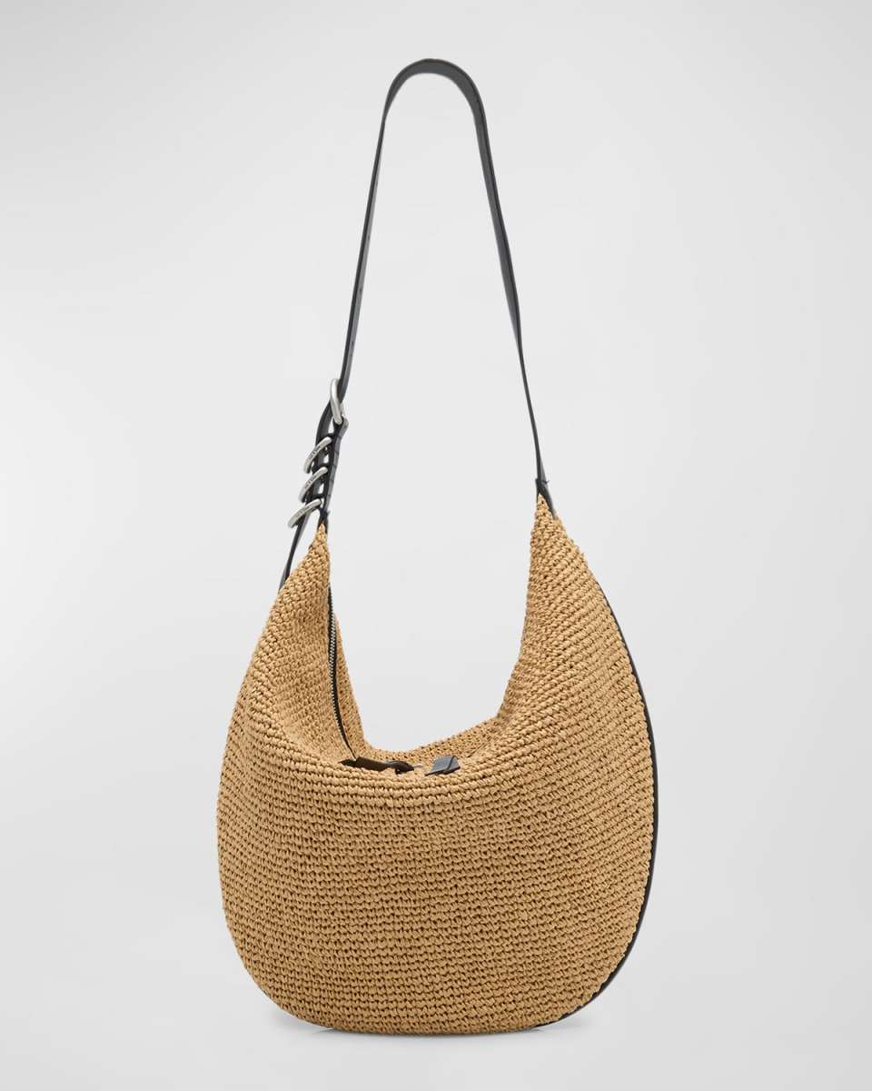 Spire Zip Straw Hobo Bag